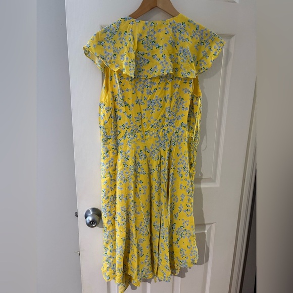 Draper James RSVP yellow floral wrap ruffle flounce dress size large - Picture 5 of 10